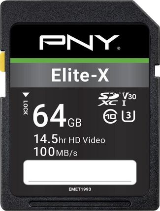 Pny Karta Elite-X SDXC 64 GB Class 10 UHS-I/U3 V30 (P-SD64GU3100EX-GE) 