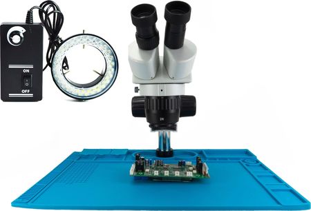 Techrebal Mikroskop stereoskopowy K10E z metalową bazą powlekana silikonem 48x32cm oraz regulowanym oświetleniem 60X LED