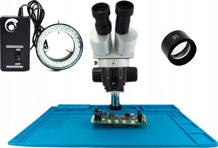 Techrebal Mikroskop Stereoskopowy K10E +Oświetlenie LED 60x +Mata 48x32 +Obiektyw 0,5x