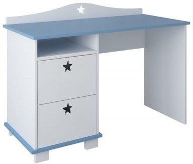 Biurko z szufladami GWIAZDKI, kolor biało-niebieski