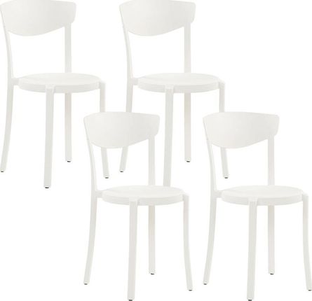 Beliani Minimalistyczny zestaw 4 krzeseł do ogrodu jadalniane plastik białe Vieste