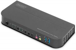 Digitus Przełącznik KVM 2 portowy DisplayPort do 1 port DP/HDMI 4K 60Hz 2xUSB audio (DS12850) - Akcesoria do serwerów