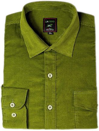 L Koszula męska sztruksowa soczysta zieleń gładka