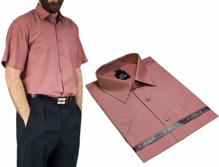 41/42 - L/XL Elegancka koszula męska kolor blady róż z krótkim rękawem