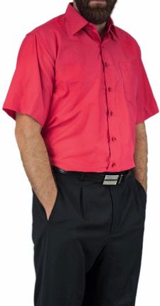 39/40 - M Elegancka koszula męska z krótkim rękawem czerwona ostra czerwień