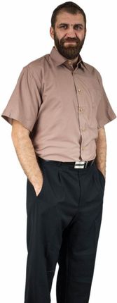 39/40 - M Elegancka koszula męska z krótkim rękawem KARMELOWA jasno brązowa