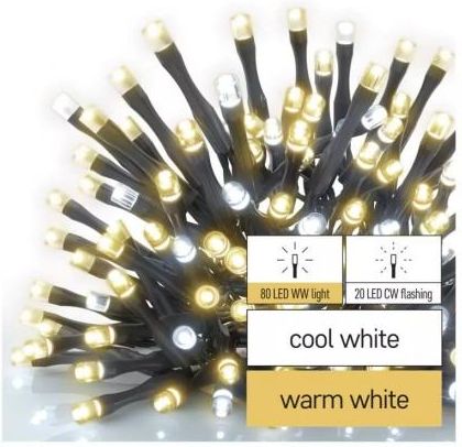 Emos Lighting Oświetlenie Łączone Standard Łańcuch 100 Led 10M Ciepła + Zimna Biel Miga Ip44 Timer D1An02 140690