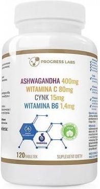 Progress Labs Ashwagandha + Cynk Witamina C+ B6 120 Tabl