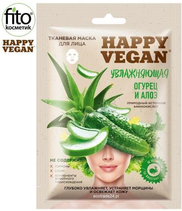 Happy Vegan Maska Tkaninowa Do Twarzy Nawilżająca Ogórek & Aloes 25 ml