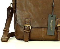Torba męska studencka na ramię skóra handmade messenger bag - MARCO MAZZINI czekoladowy brąz