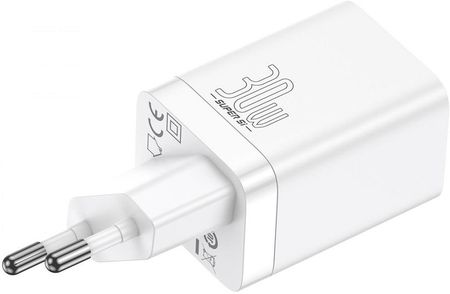 Baseus Ładowarka sieciowa Super Si Pro Quick Charger USB + USB-C 30W (biała)