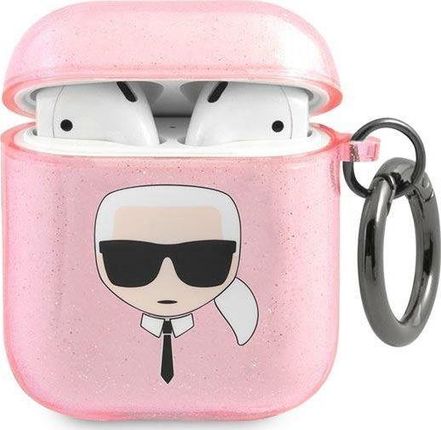 Karl Lagerfeld Etui Kla2Ukhgp Apple Airpods Cover Różowy/Pink Glitter Karl`S Head