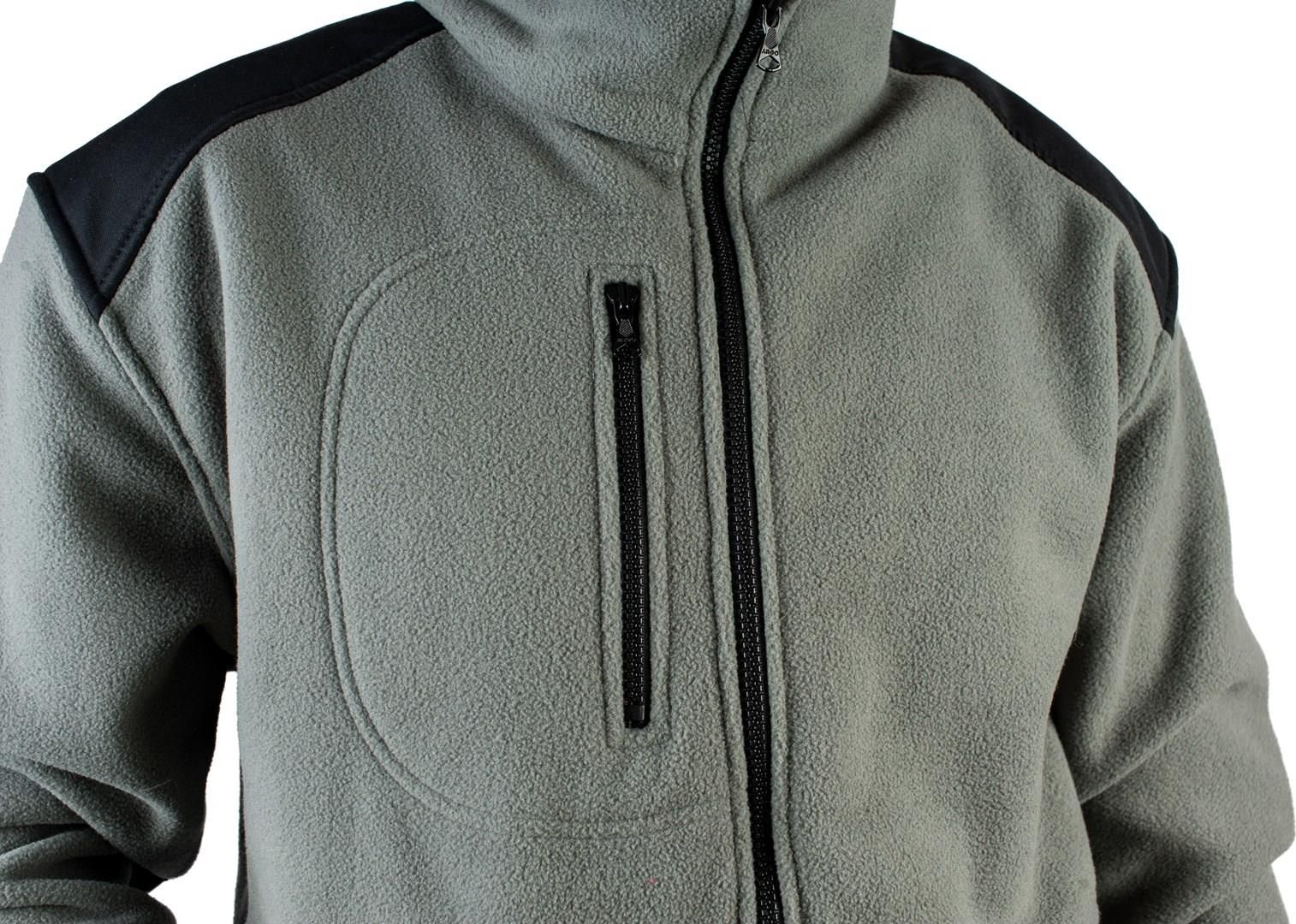 Polski POLAR MĘSKI bluza polarowa, ciepły, wzmacniany, 340 PREMIUM, cynkowy/czarny - zdjęcie 2 Polski POLAR MĘSKI bluza polarowa, ciepły, wzmacniany, 340 PREMIUM, cynkowy/czarny