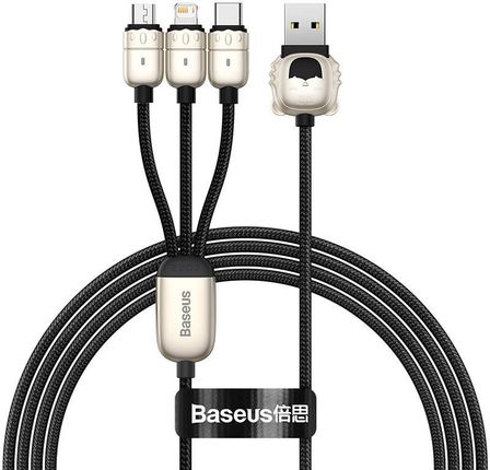 BASEUS KABEL USB 3W1 YEAR OF THE TIGER, DO MICRO / USB-C LIGHTNING, 3.5A, 1.2M (CZARNY)