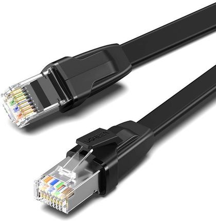 UGREEN NW134 PŁASKI KABEL SIECIOWY Z METALOWYMI WTYCZKAMI, ETHERNET RJ45, CAT.8, U/FTP, 5M (CZARNY)