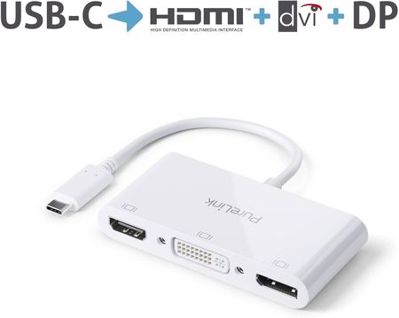 PURELINK IS250 PREMIUM 4K ADAPTER USB-C NA HDMI, DISPLAYPORT, DVI - 0,10M (BIAŁY)