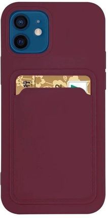 Hurtel Card Case silikonowe etui portfel z kieszonką na kartę dokumenty do iPhone XR bordowy