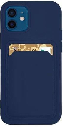 Hurtel Card Case silikonowe etui portfel z kieszonką na kartę dokumenty do Samsung Galaxy S21+ 5G (S21 Plus 5G) granatowy