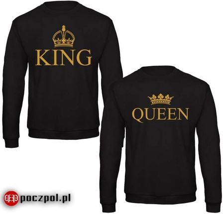 Bluzy dla par - QUEEN & KING - złoty nadruk
