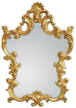 Vildevik Glamour Złote Wytworne Lustro W Barokowej Ramie Zdobionej 76x110cm (VPU275)