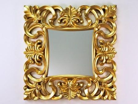 Vildevik Glamour Kwadratowe Złote Lustro W Barokowej Ramie 100x100cm (VPU021K)