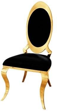 Vildevik Glamour Welurowe Aksamitne CzarnoZłote Krzesło 54x52x111cm (VB415Z)