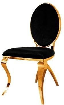 Vildevik Glamour Stylowe Czarno Złote Krzesło Z Giętymi Nogami 50x54x99cm Vb408 (VB408ZŁ)