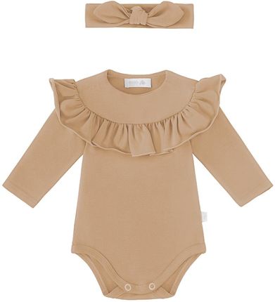 EWA COLLECTION ZESTAW BODY Z FALBANKĄ I OPASKA Z SUPEŁKIEM, BEŻOWY