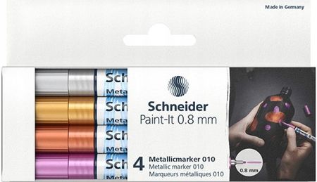 Schneider Marker Akrylowy Paint-It Metallic 0,8 Mm Etui 4 Szt. Srebrny Złoty Miedziany Fioletowy