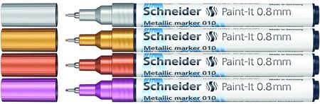 Schneider Marker Akrylowy Paint-It Metallic 0,8Mm 4 Kolory Srebrny Złoty Miedziany Fioletowy