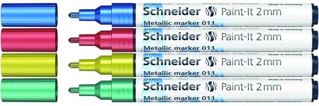 Schneider Marker Akrylowy Paint-It Metallic 2Mm 4 Kolory Niebieski Czerwony Żółty Zielony
