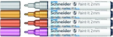 Schneider Marker Akrylowy Paint-It Metallic 2Mm 4 Kolory Srebrny Złoty Miedziany Fioletowy