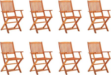Vidaxl Składane Krzesła Ogrodowe 8Szt. Lite Drewno Eukaliptusowe