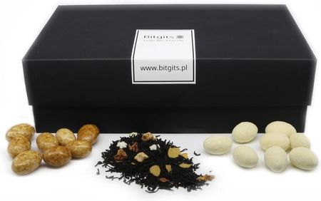 Biggits Zestaw upominkowy oryginalne czekoladki z herbatą z dodatkami Migdałowe opowieści