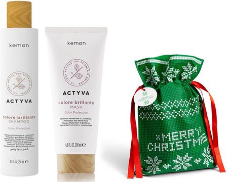 Kemon Actyva Colore Brillante and PaKaDo | Zestaw do włosów farbowanych: szampon 250ml + maska 200ml + worek na prezent