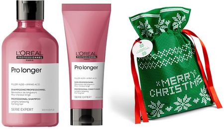 L'Oréal Professionnel Pro Longer and PaKaDo | Zestaw pogrubiający do włosów: szampon 300ml + odżywka 200ml + worek na prezent