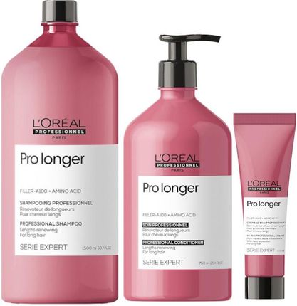 Loreal Pro Longer | Zestaw do włosów długich: szampon 1500ml + odżywka 750ml + termoochronny krem do włosów długich 150ml