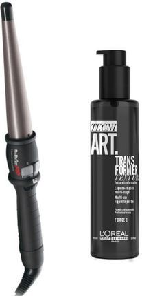 Babyliss PRO Titanium Tourmaline and Tecni.Art Transformer Lotion | Zestaw do włosów: lokówka stożkowa 19-32mm + termoochronny lotion