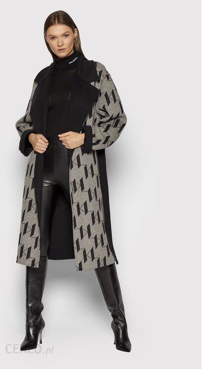 Karl Lagerfeld Kl Monogram Double-face Coat In Black