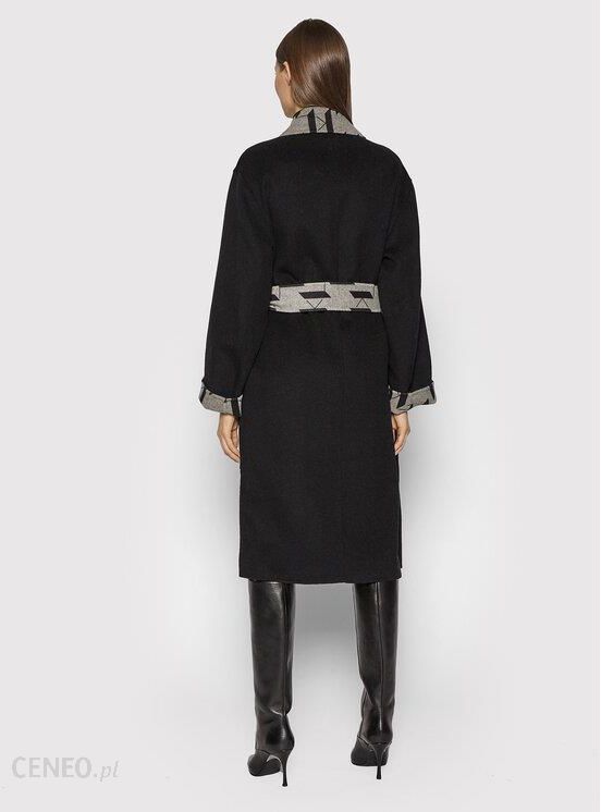 Karl Lagerfeld Kl Monogram Double-face Coat In Black