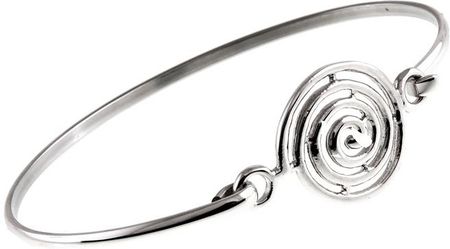 Valerio Elegancka rodowana gładka sztywna srebrna bransoleta spirala twister wir srebro 925 (B0392)