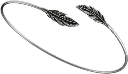 Valerio Elegancka otwarta sztywna srebrna bransoleta listki liście leafs srebro 925 (B0982)