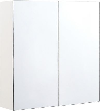 Beliani Szafka łazienkowa dwudrzwiowa wisząca dwie półki biała 60x60 cm Navarra