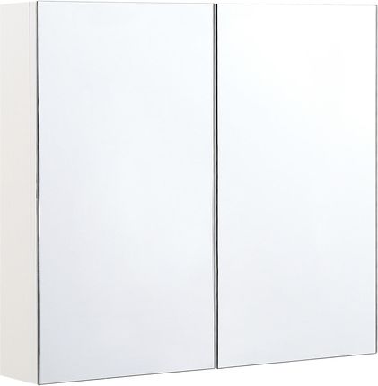 Beliani Szafka łazienkowa dwudrzwiowa wisząca dwie półki biała 80x70 cm Navarra
