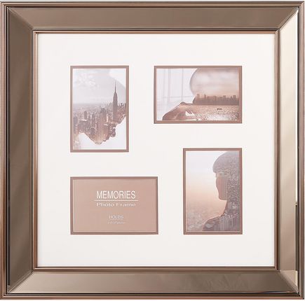 Beliani Lustrzana ramka na zdjęcia kolaż miedziana na 4 zdjęcia 52 x 52 cm Dabola