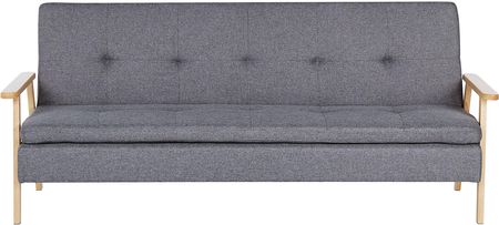 Beliani Sofa rozkładana z funkcją spania tapicerowana pikowana szara Tjorn