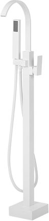 Beliani Nowoczesna wolnostojąca bateria wannowo-prysznicowa matowa biała Ribbon