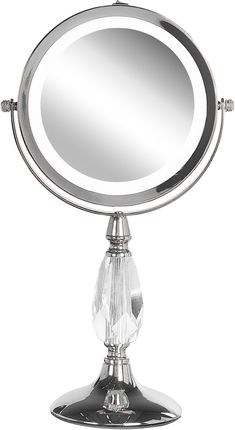 Beliani Lusterko kosmetyczne LED powiększenie 1x/5x metalowa rama 13 cm srebrne Maury
