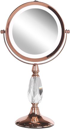Beliani Lusterko kosmetyczne LED powiększenie 1x/5x metalowa rama 13 cm różowe złoto Maury