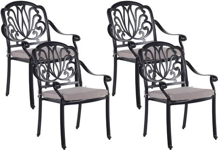 Beliani Zestaw 4 krzeseł ogrodowych czarny ANCONA (264194)